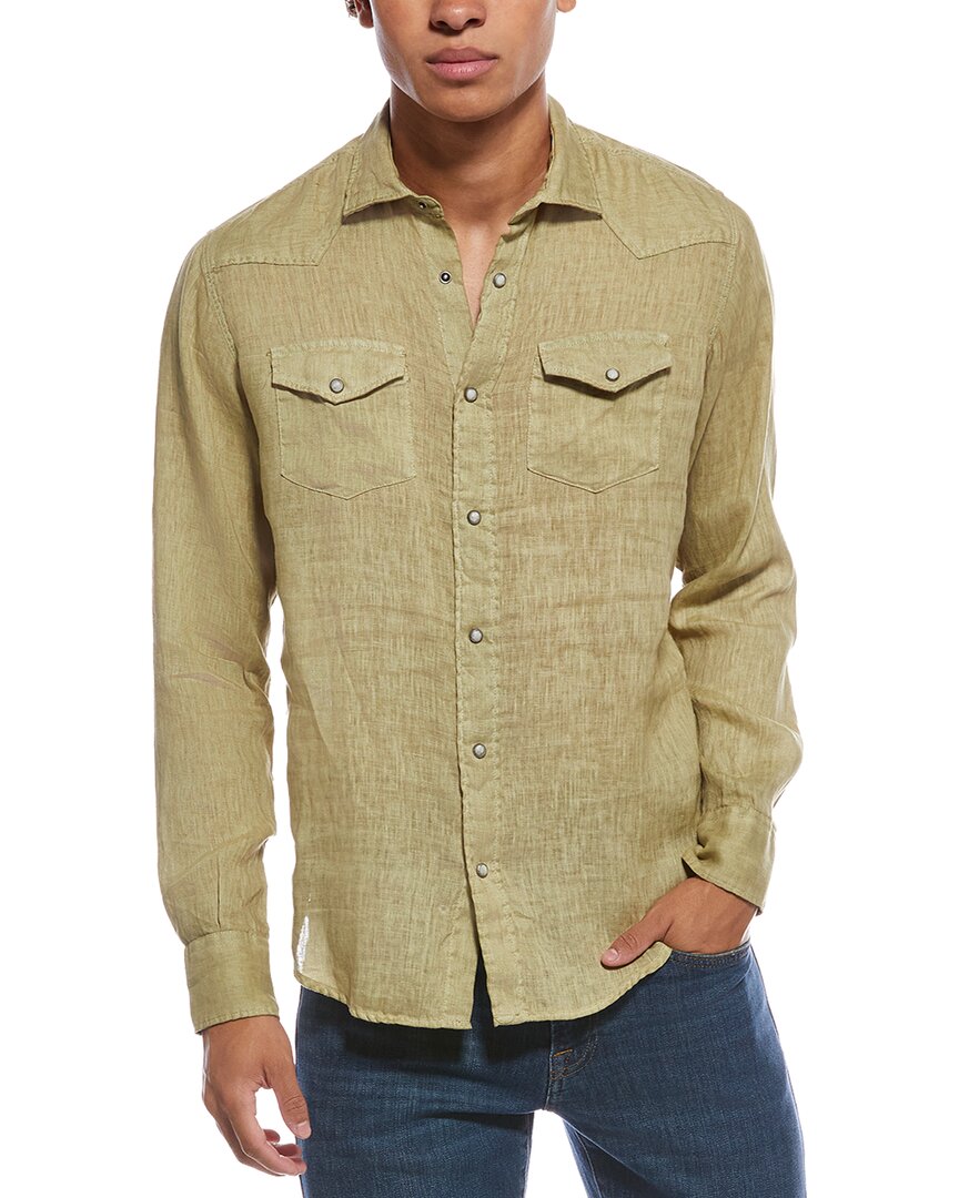 Eleventy Texas Linen Shirt In Green