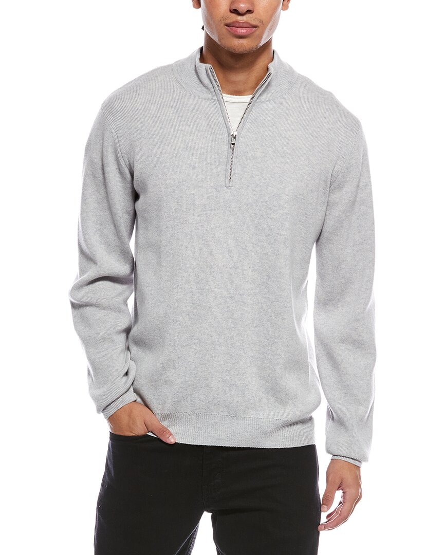 Scott & Scott London Brodie Cashmere Ribbed Wool & Cashmere-blend 1/4-zip Mock Neck Sweater In Multi