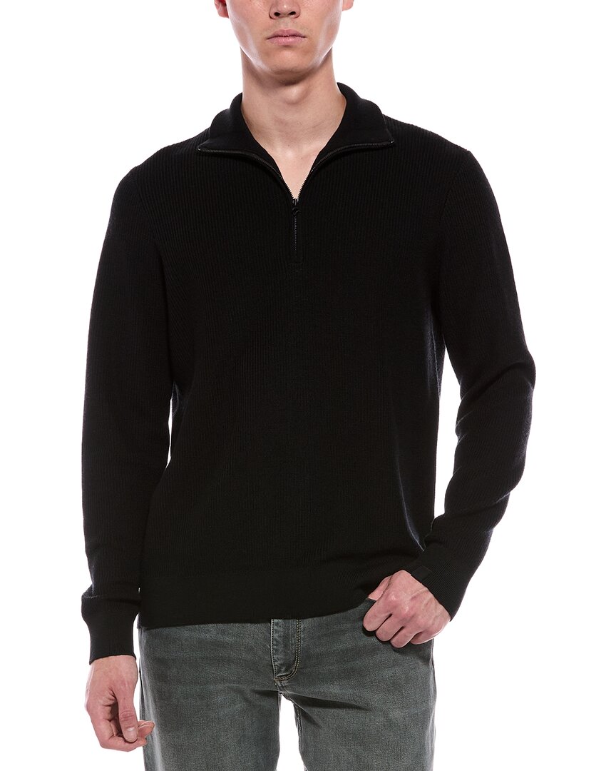 Rag & Bone Joel Wool-blend 1/2-zip Sweater In Black