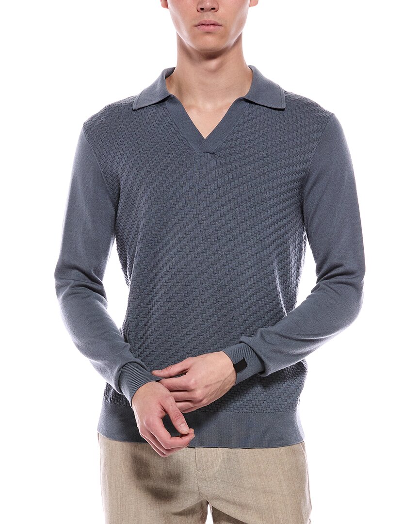Rag & Bone Charles Wool Polo Shirt In Blue