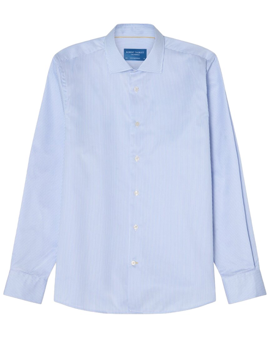 Robert Talbott Reynolds Mini Stripe Twill Dress Shirt In Blue