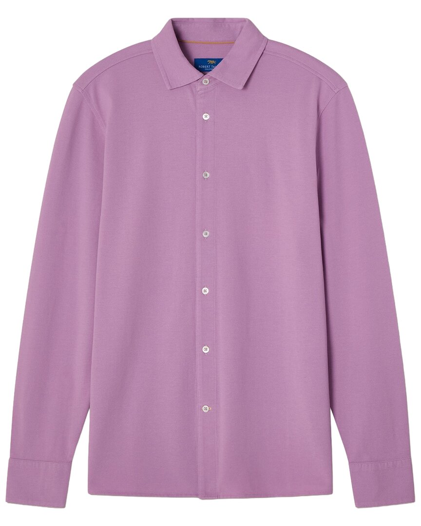 Robert Talbott Lion Long Sleeve Knit Shirt In Purple