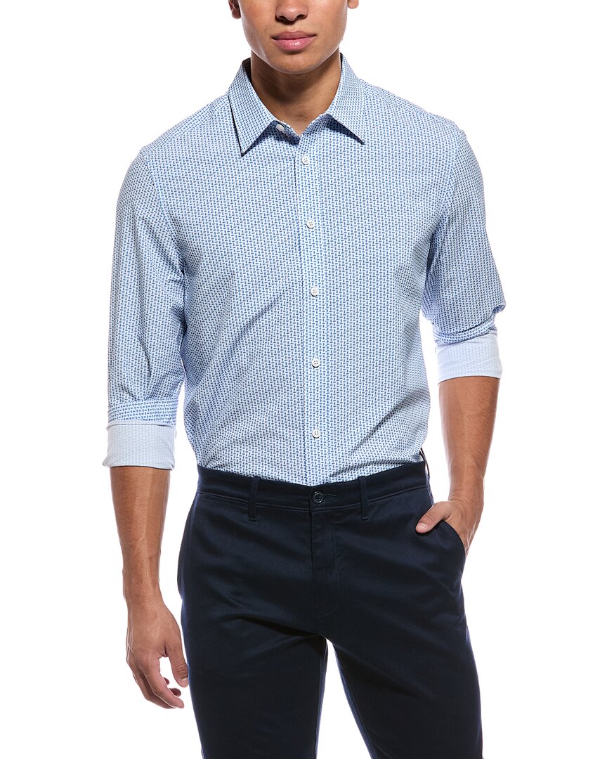 Report Collection 4-way Printed Woven Sport Shirt In Blue