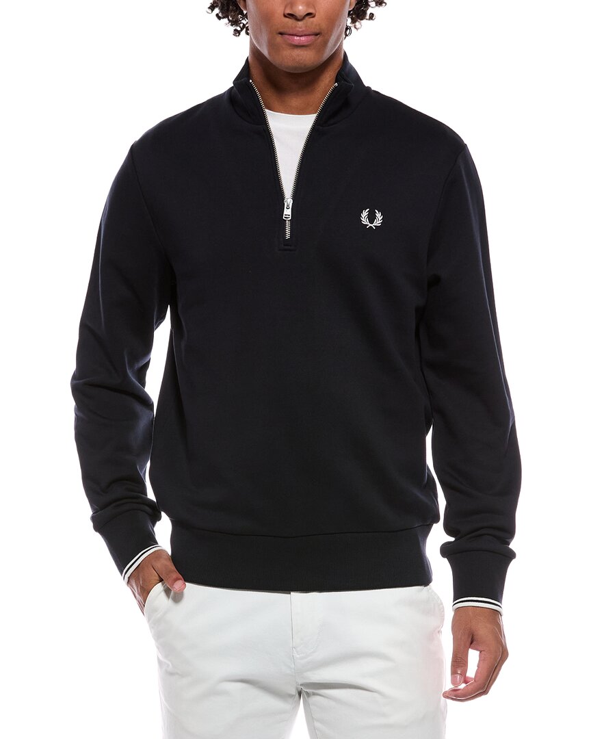 Fred Perry 1/4-zip Mock Sweatshirt In Black
