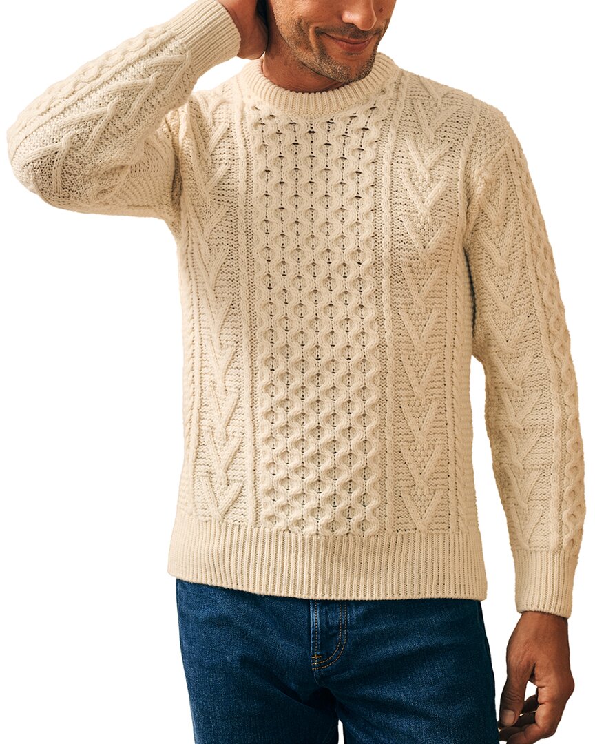 FAHERTY FAHERTY IRISH CABLE WOOL & CASHMERE-BLEND CREWNECK SWEATER