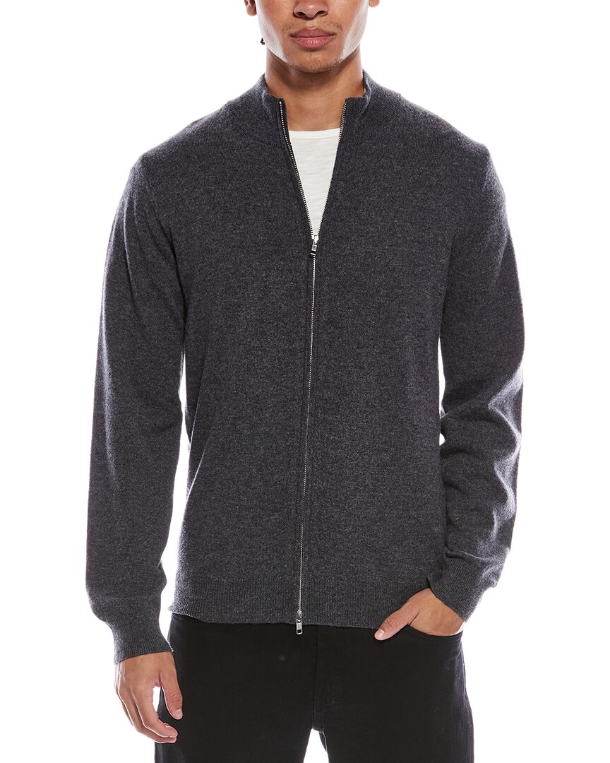 Scott & Scott London Brodie Cashmere Zip Up Wool & Cashmere-blend Funnel Neck Cardigan In Gray