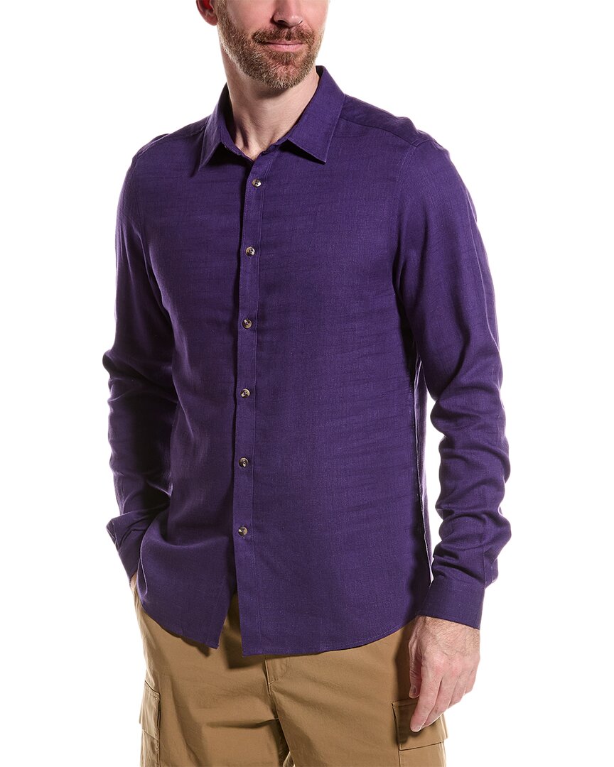 Shop Paisley & Gray Cabo Slim Fit Linen Shirt In Purple