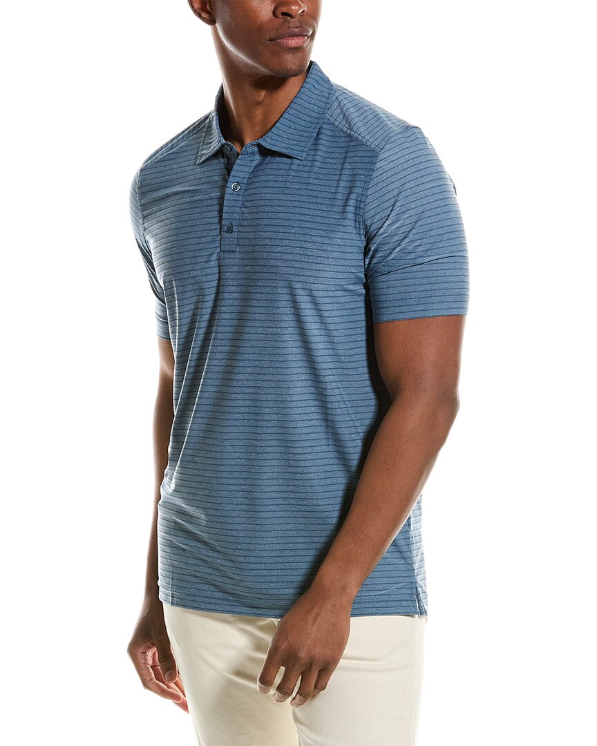 Shop Raffi Performance Pinhole Textured Polo Shirt In Blue