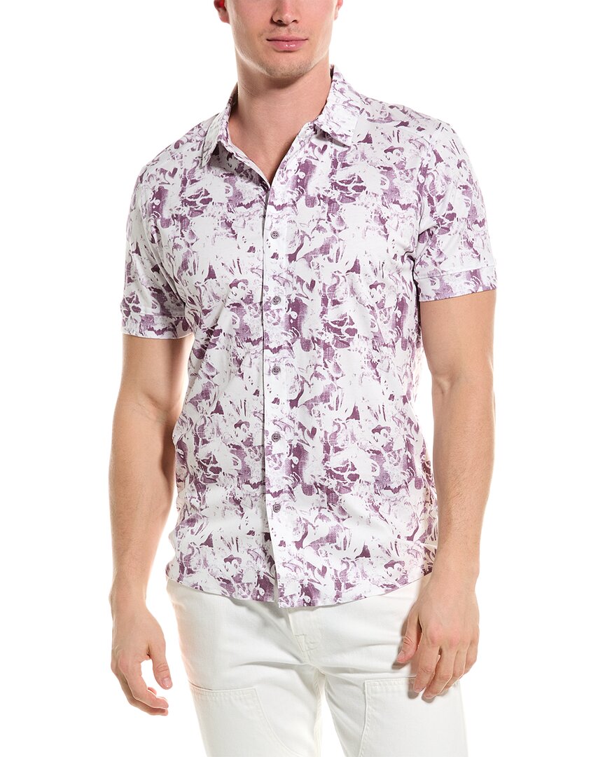 Shop Raffi Monotone Floral Printed Button Front Shirt In Purple