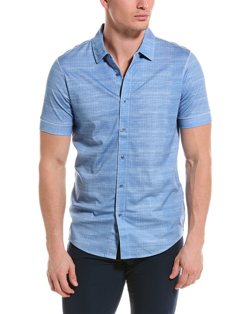 Shop Raffi Button Front Shirt In Blue