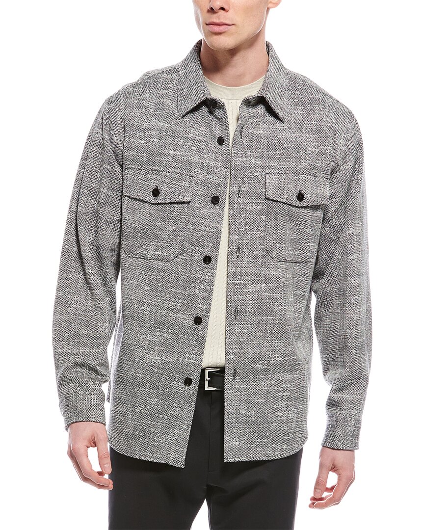 Theory Garvin Tweed Shirt Jacket In Black