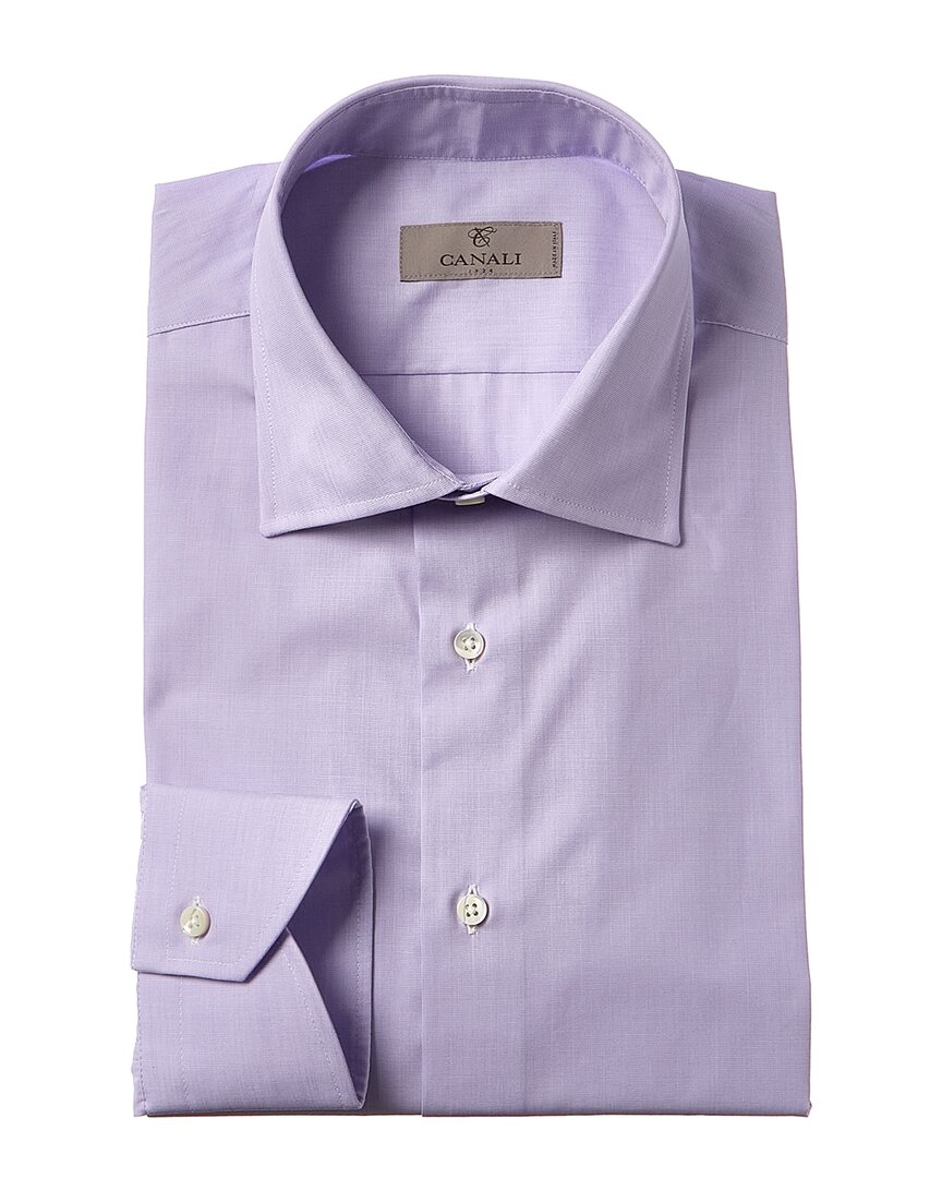 Shop Canali Dress Shirt In Purple