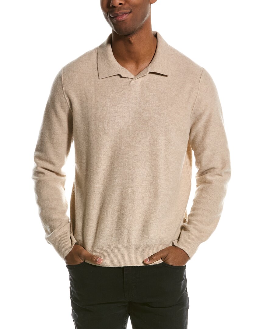 Shop Vince Boiled Cashmere Johnny Collar Sweater In Beige