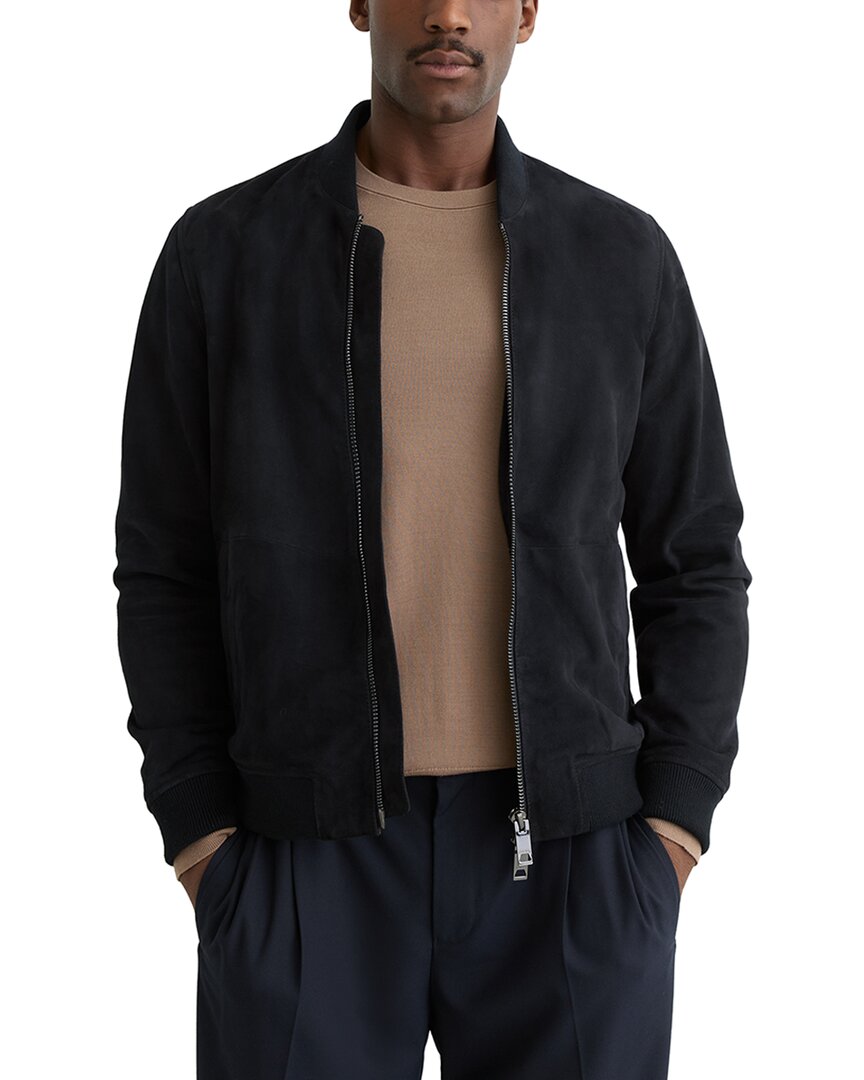 Reiss Bild Suede Jacket In Blue