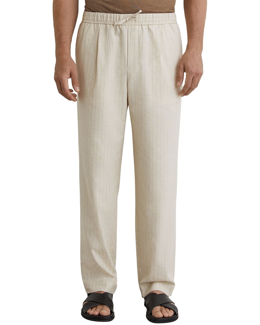 Reiss Slayman Pinstripe Tapered Linen-blend Trouser In Off White