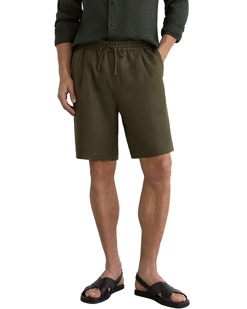 Reiss Green Barges Linen Drawstring Short