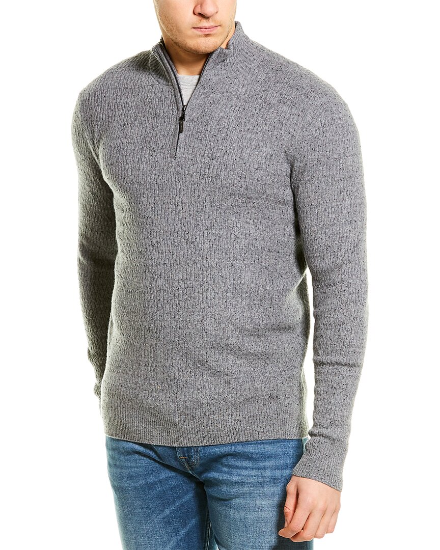 Qi Cashmere Cable Stitch Wool & Cashmere-Blend 1/4-Zip Mock Sweater Men ...