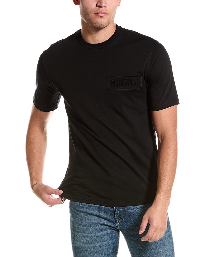 Moschino Logo-embossed Cotton T-shirt In Black