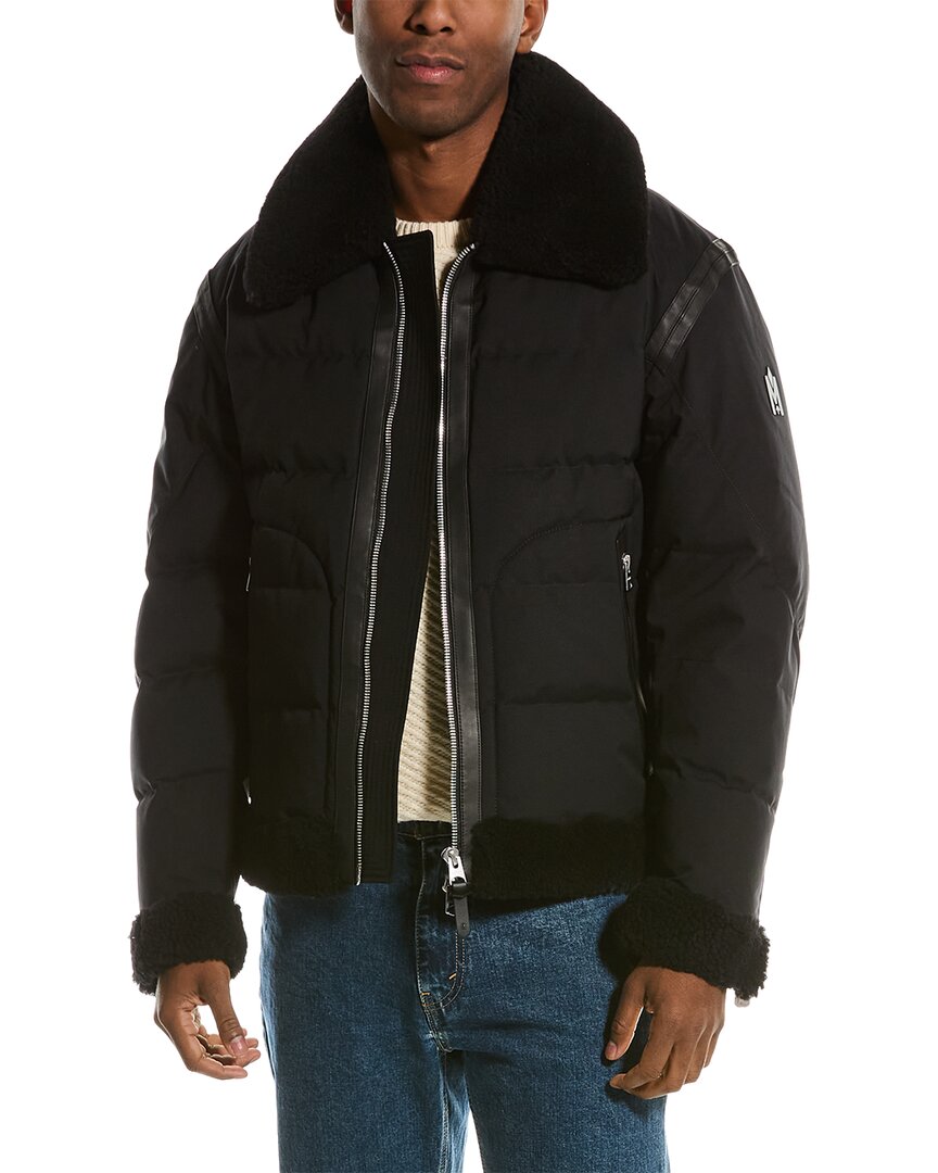 Shop Mackage Solomon Leather-trim Jacket In Black