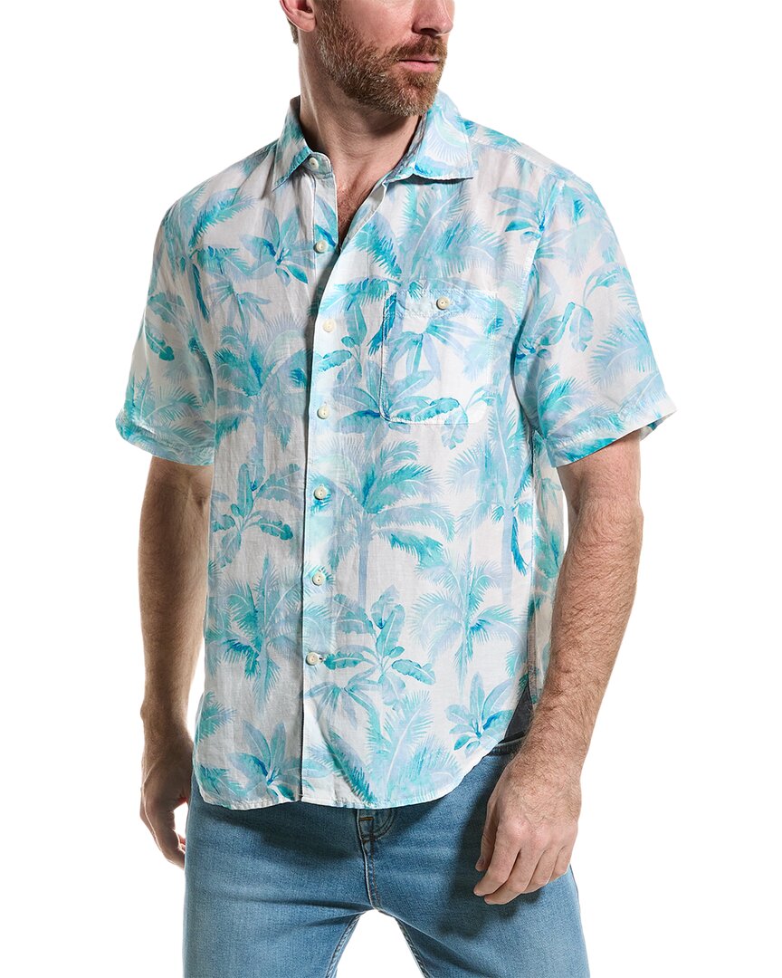 Tommy Bahama Sand Breezy Palm Linen-blend Shirt In Blue