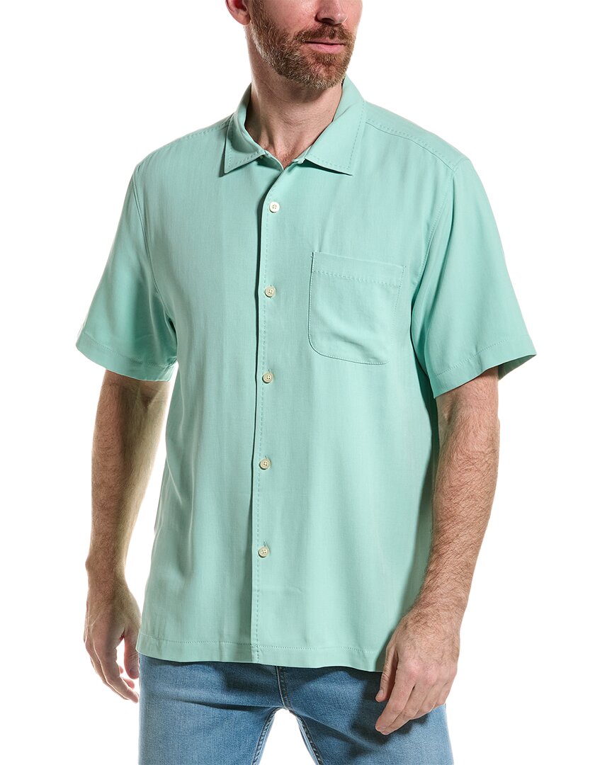 Tommy Bahama Hawaiian Herringbone Silk Shirt In Blue