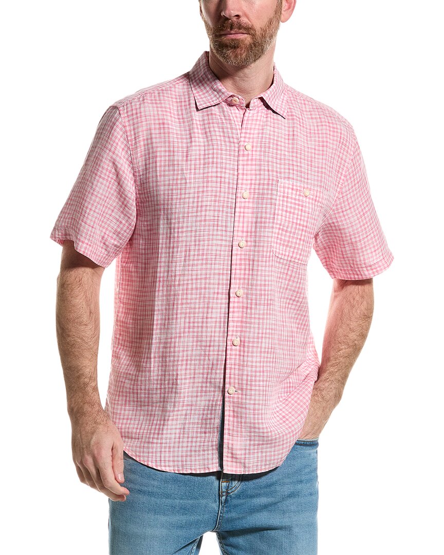 Shop Tommy Bahama Sand Beach Check Linen-blend Camp Shirt In Pink