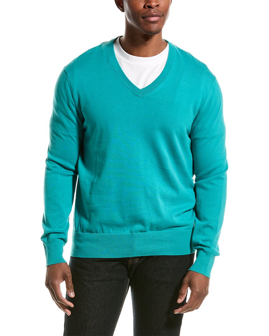 Shop Brooks Brothers Jersey V-neck Sweater In Green