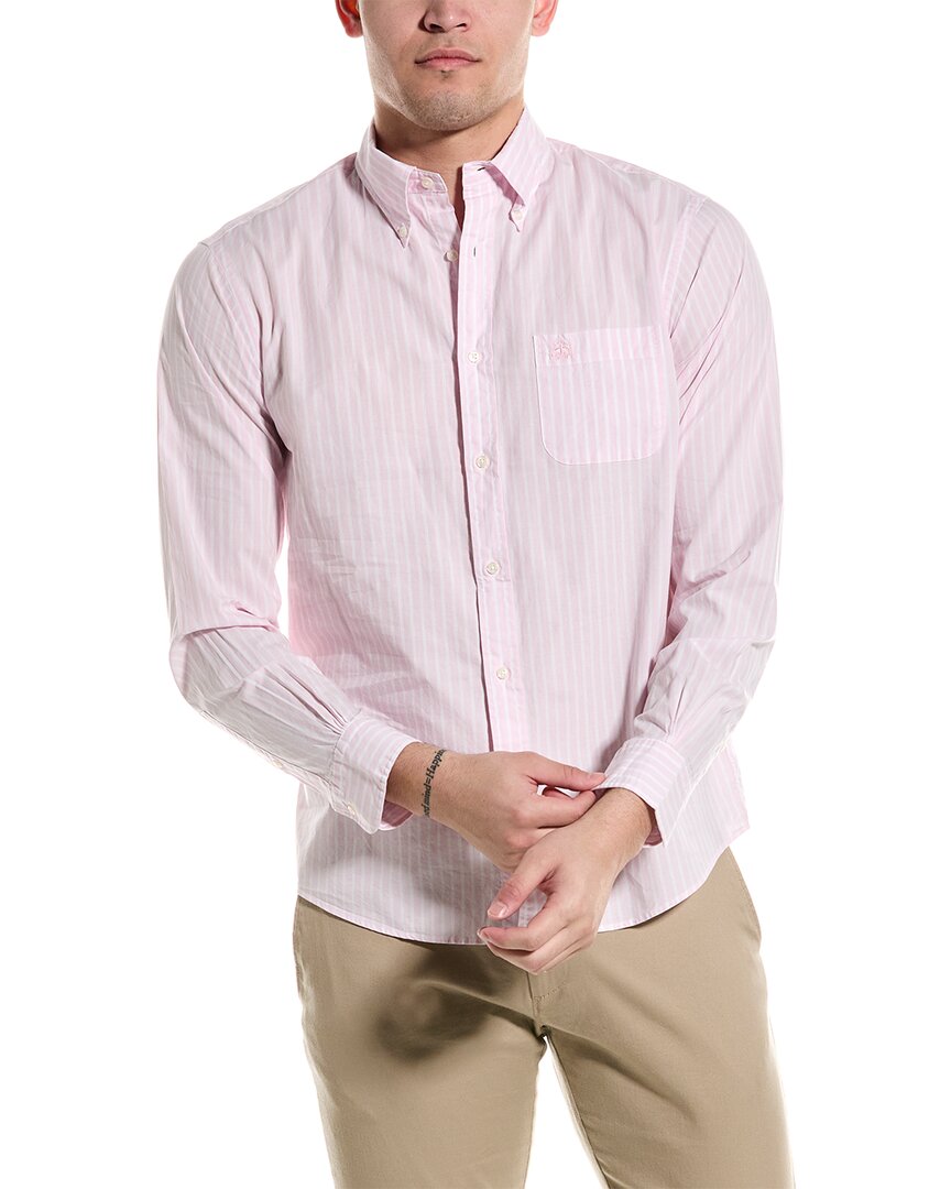 Shop Brooks Brothers Ground Stripe Woven Shirt In Pink
