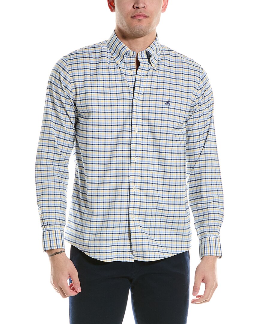 Shop Brooks Brothers Gingham Regular Woven Shirt In Yellow