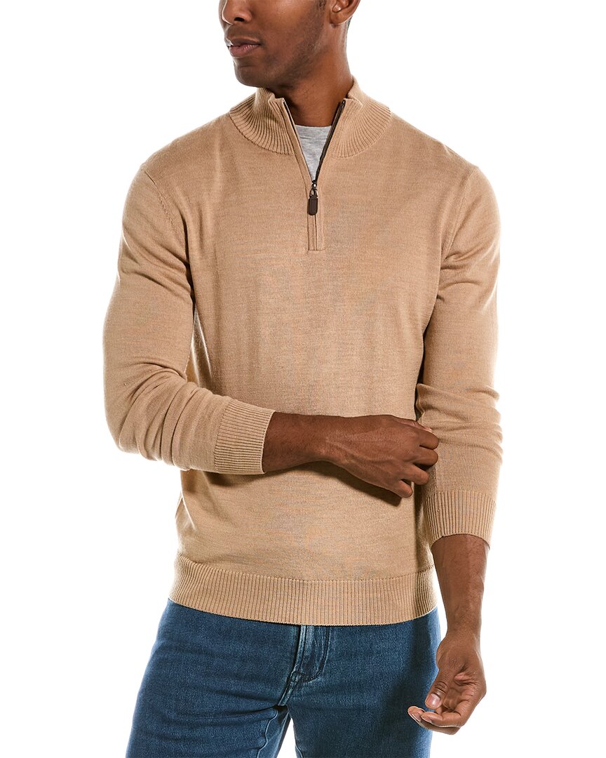Shop Quincy Wool 1/4-zip Mock Sweater In Brown