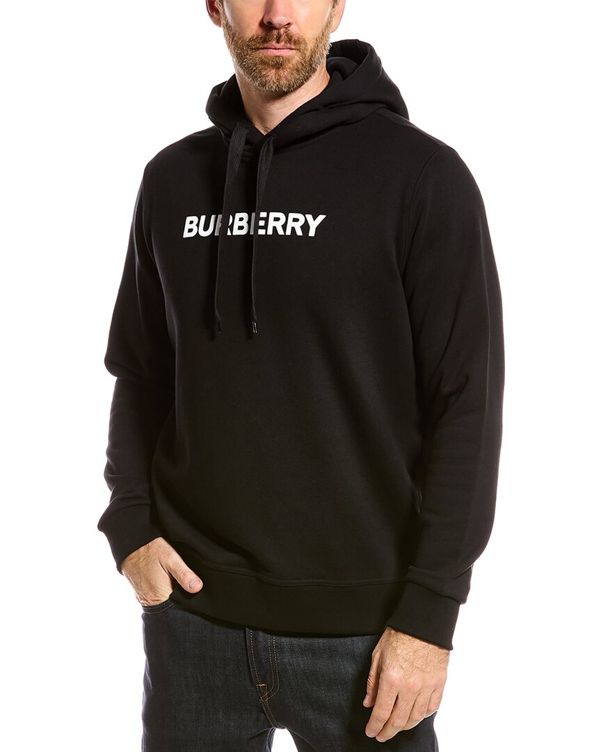 Shop Burberry Logo Hoodie In Black