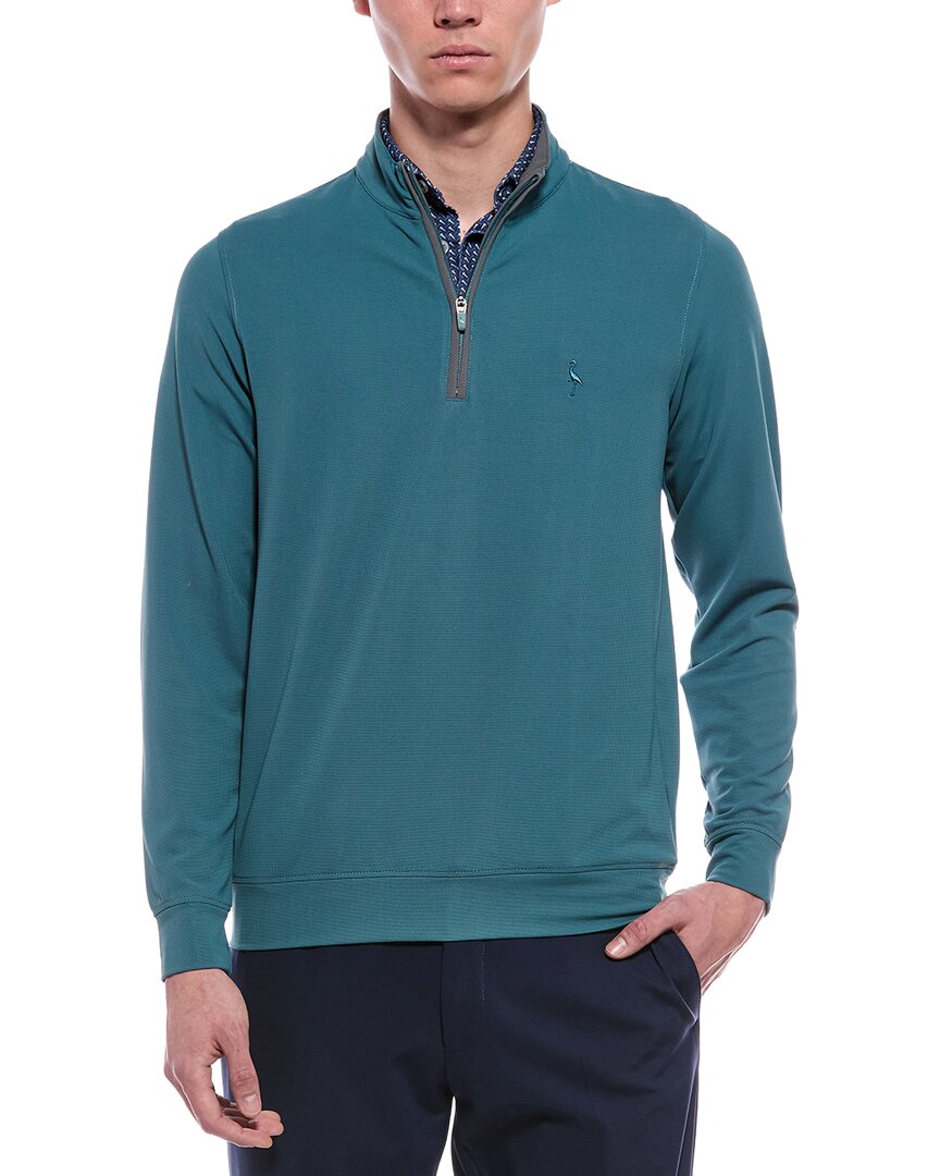 Tailorbyrd Micro Grid Textured Performance 1/4-zip Pullover In Green