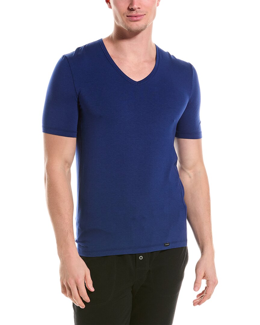 Shop Hanro V-neck T-shirt In Blue