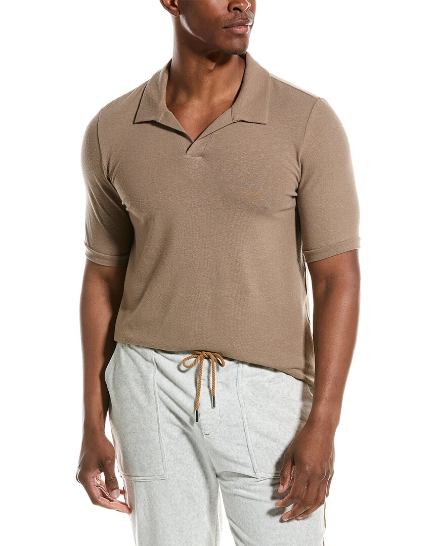 Shop Hanro Loungy Summer Linen-blend Polo Shirt In Brown