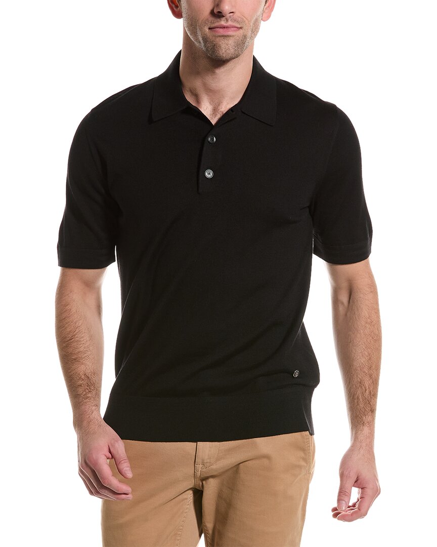 Shop Burberry Wool & Silk-blend Polo Shirt In Black