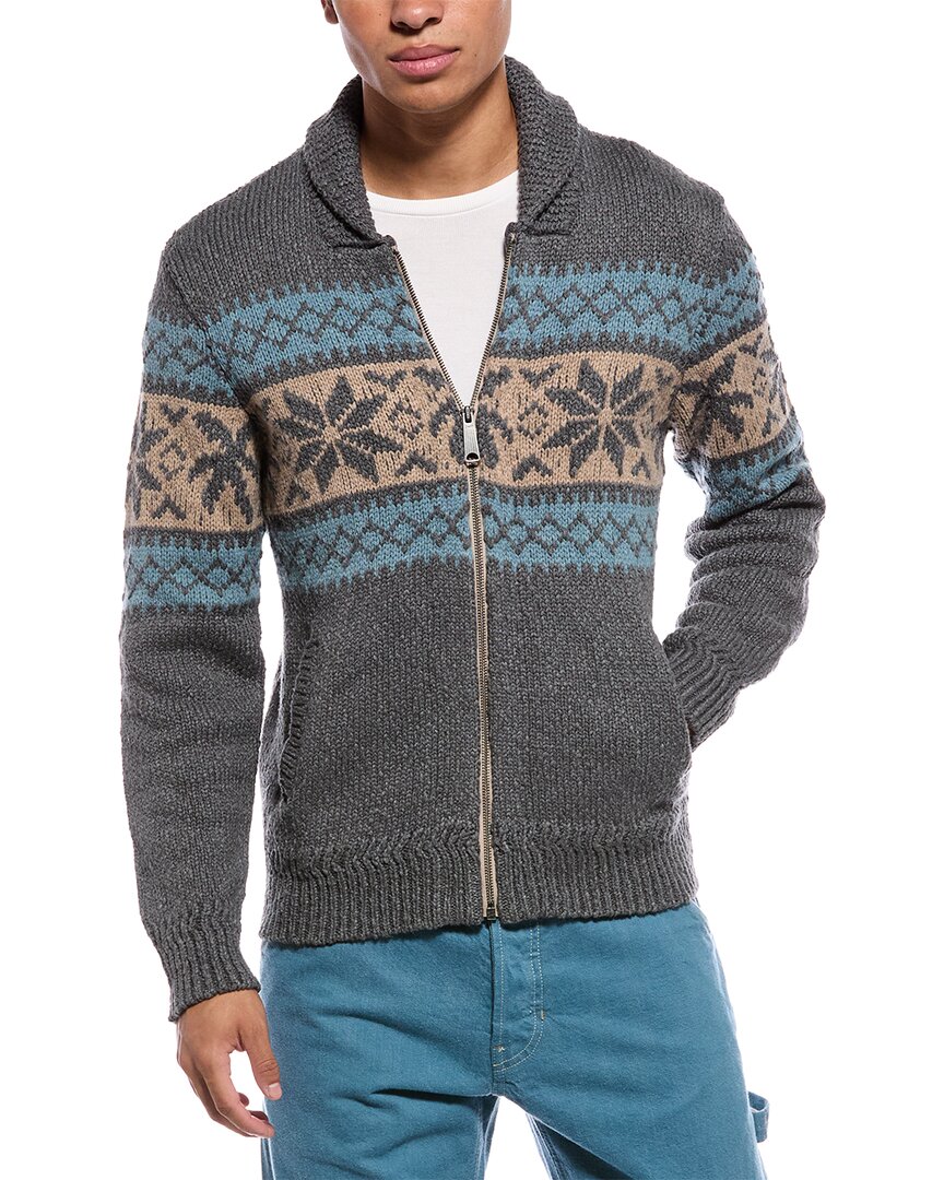 Faherty Surf To Snow Wool-blend Cardigan In Gray