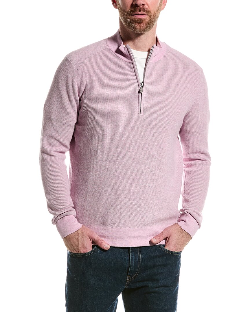 Shop Raffi English Rib 1/4-zip Mock Neck Sweater In Purple