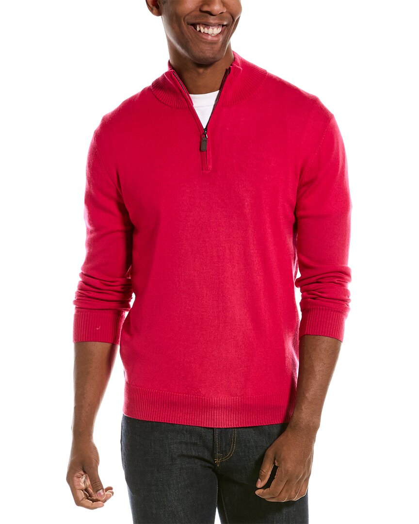 Shop Quincy Wool 1/4-zip Mock Sweater In Pink