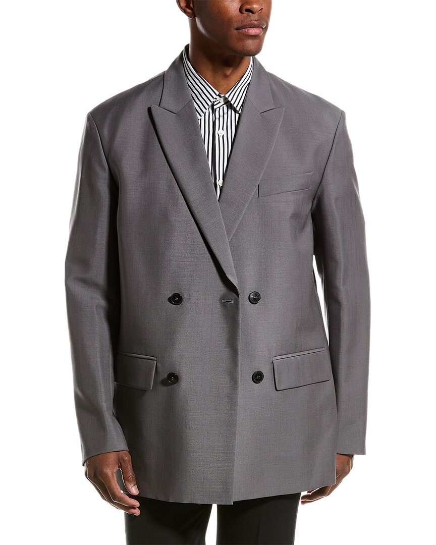 Valentino Mohair & Wool-blend Blazer In Grey