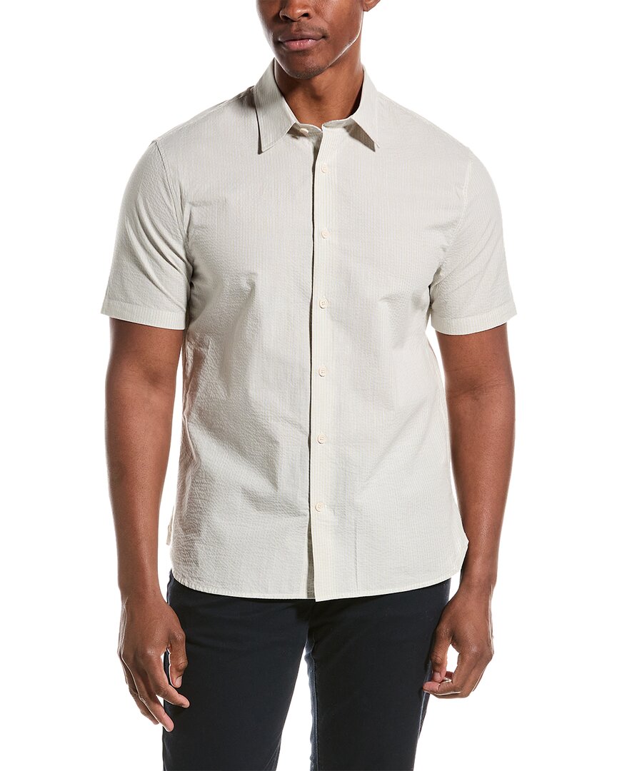 Vince Peninsula Stripe Woven Shirt In White