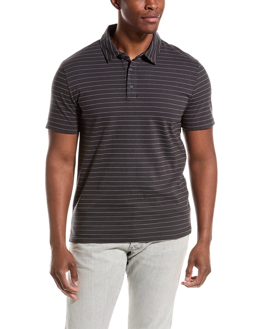 Shop Vince Garment Dye Fleck Stripe Polo Shirt In Black