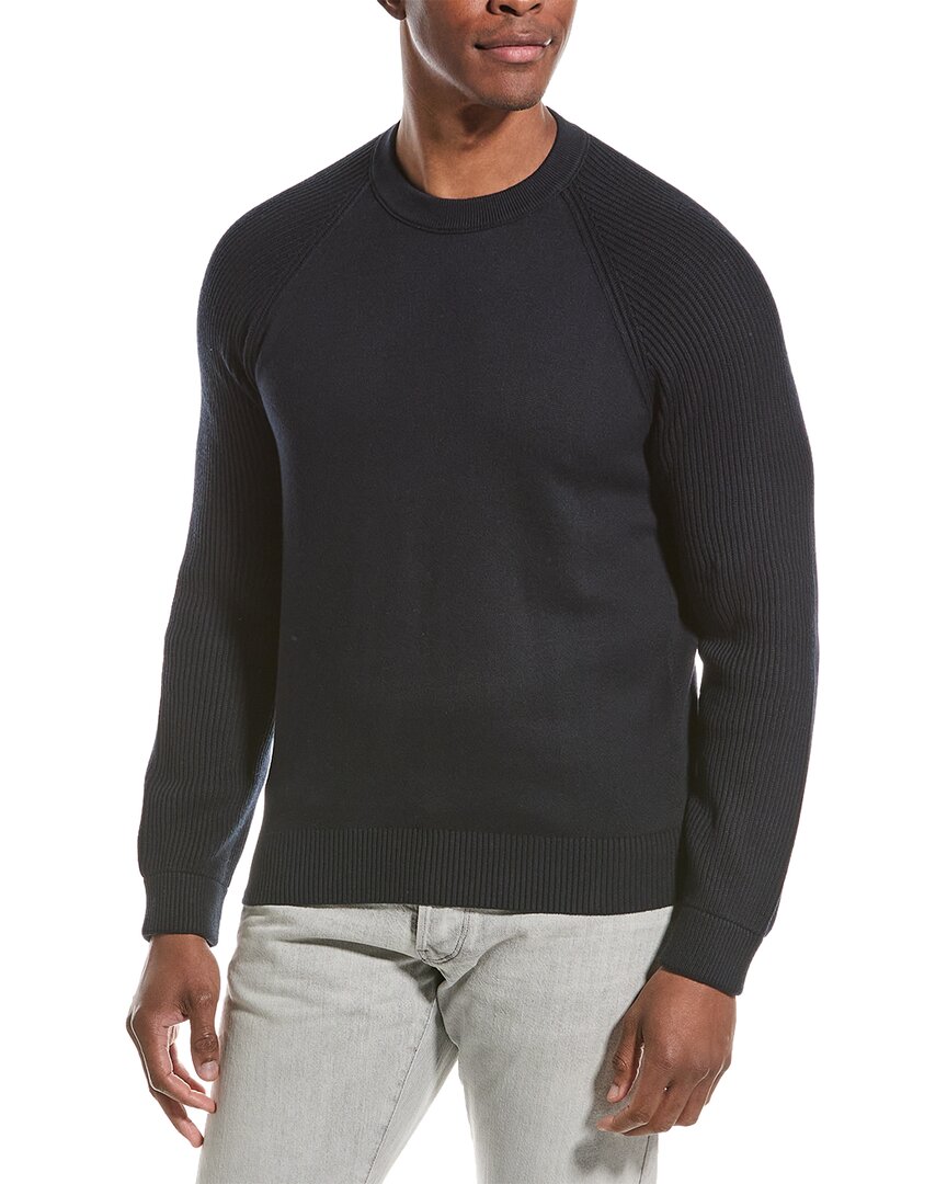 Vince Mixed Rib Cashmere Crewneck Sweater In Blue