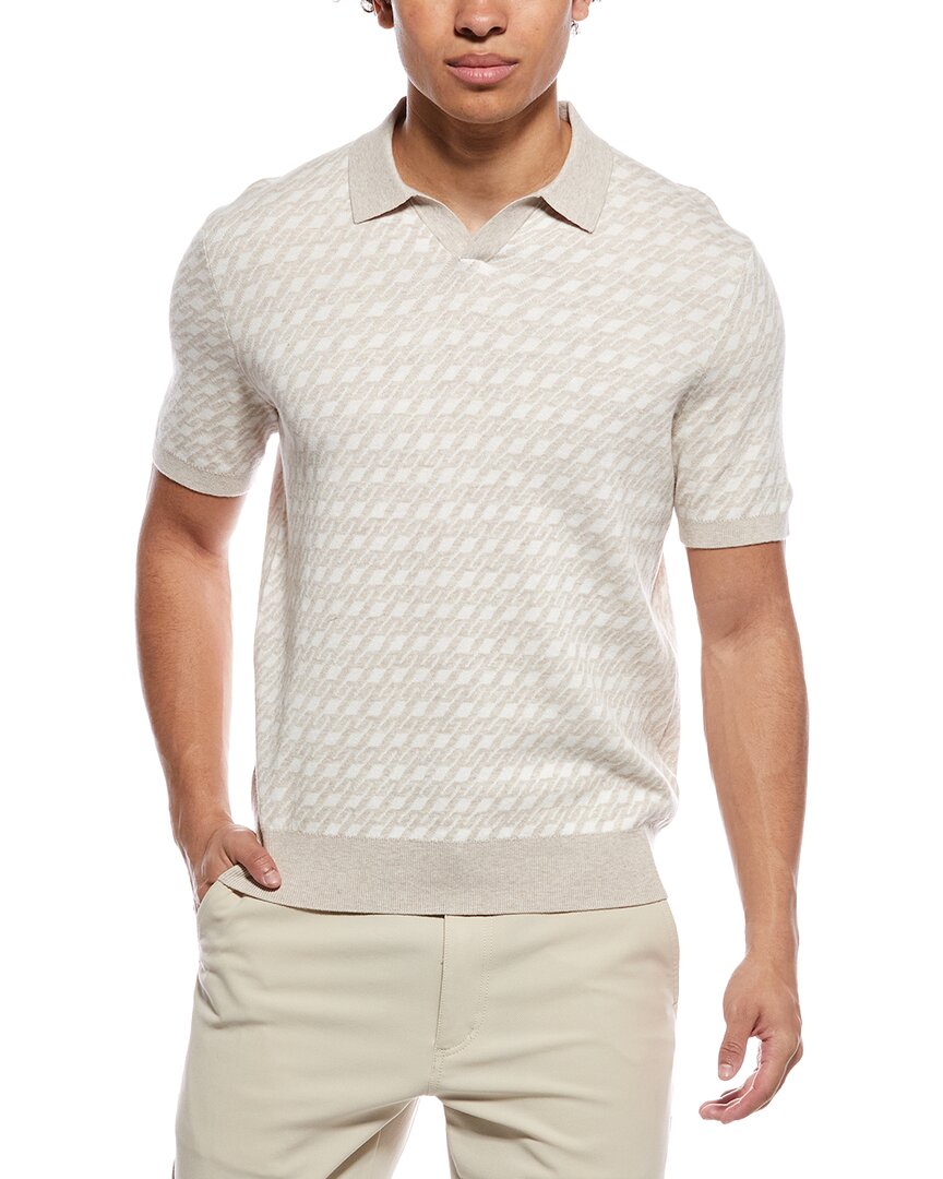Raffi Jacquard Collar Polo Shirt In White