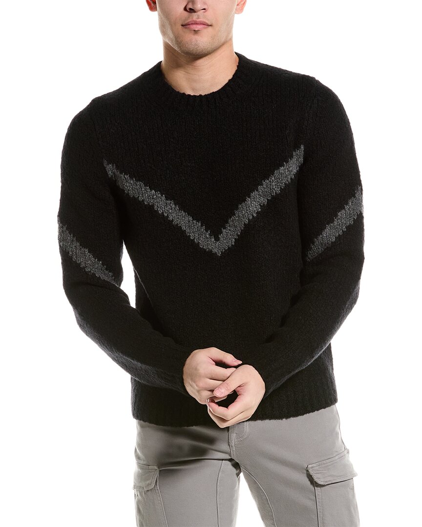 Shop Helmut Lang Textured Wool Crewneck Sweater In Black
