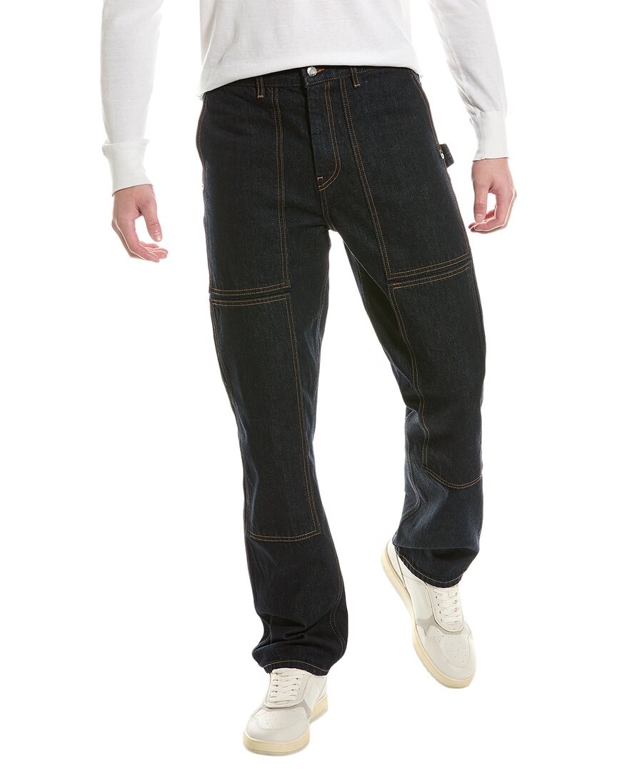 Shop Helmut Lang Carpenter Indigo Rinse Wide Leg Jean In Blue
