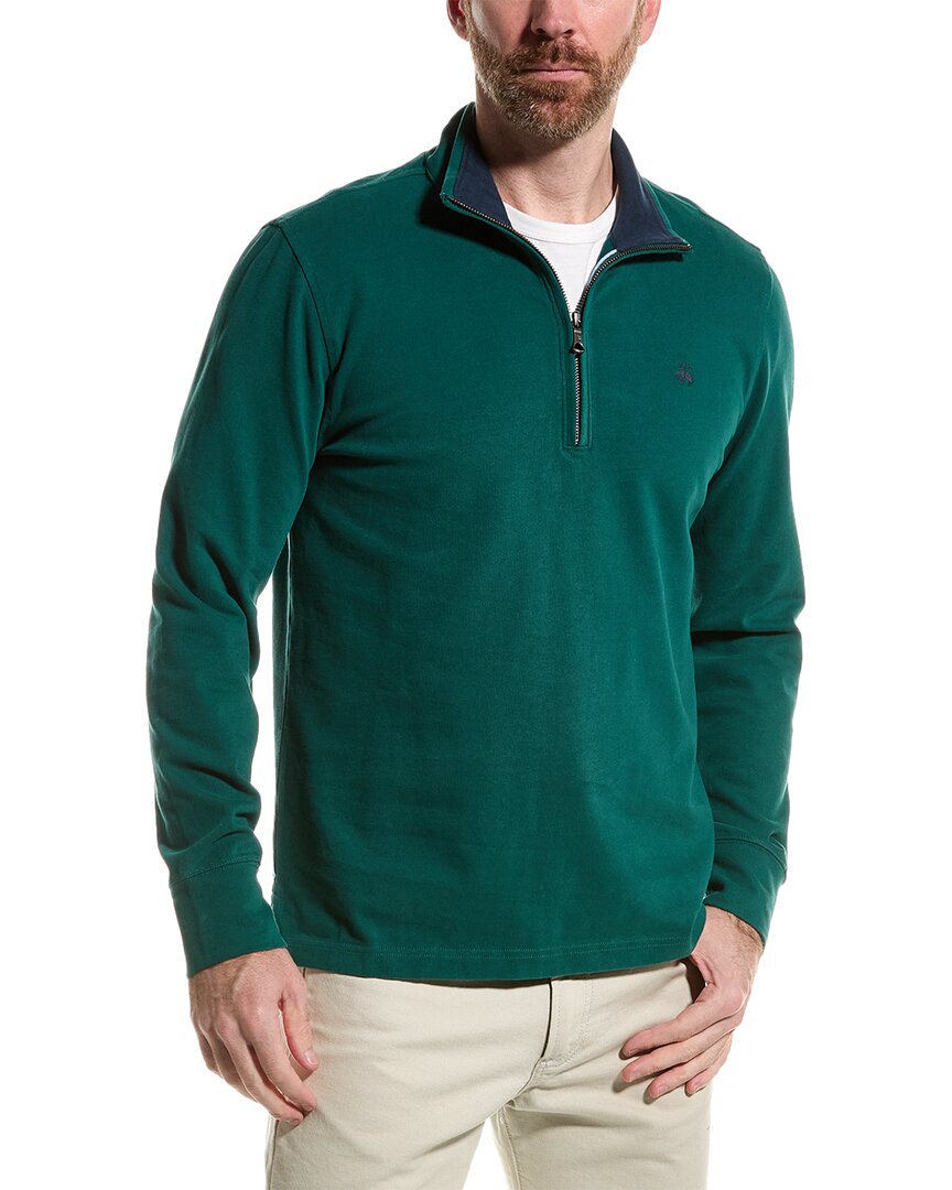 BROOKS BROTHERS BROOKS BROTHERS SUEDED JERSEY 1/2-ZIP PULLOVER