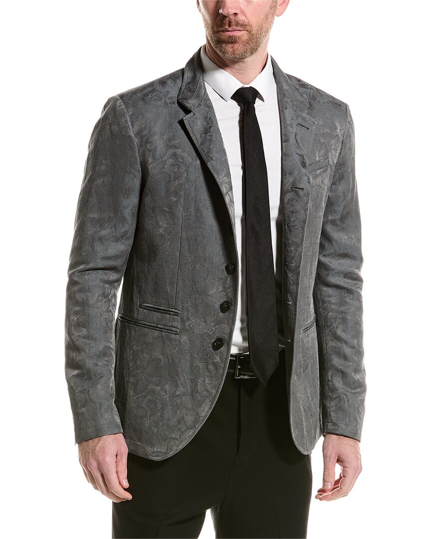 Pre-owned John Varvatos Slim Fit Linen-blend Jacket Men's In Gray