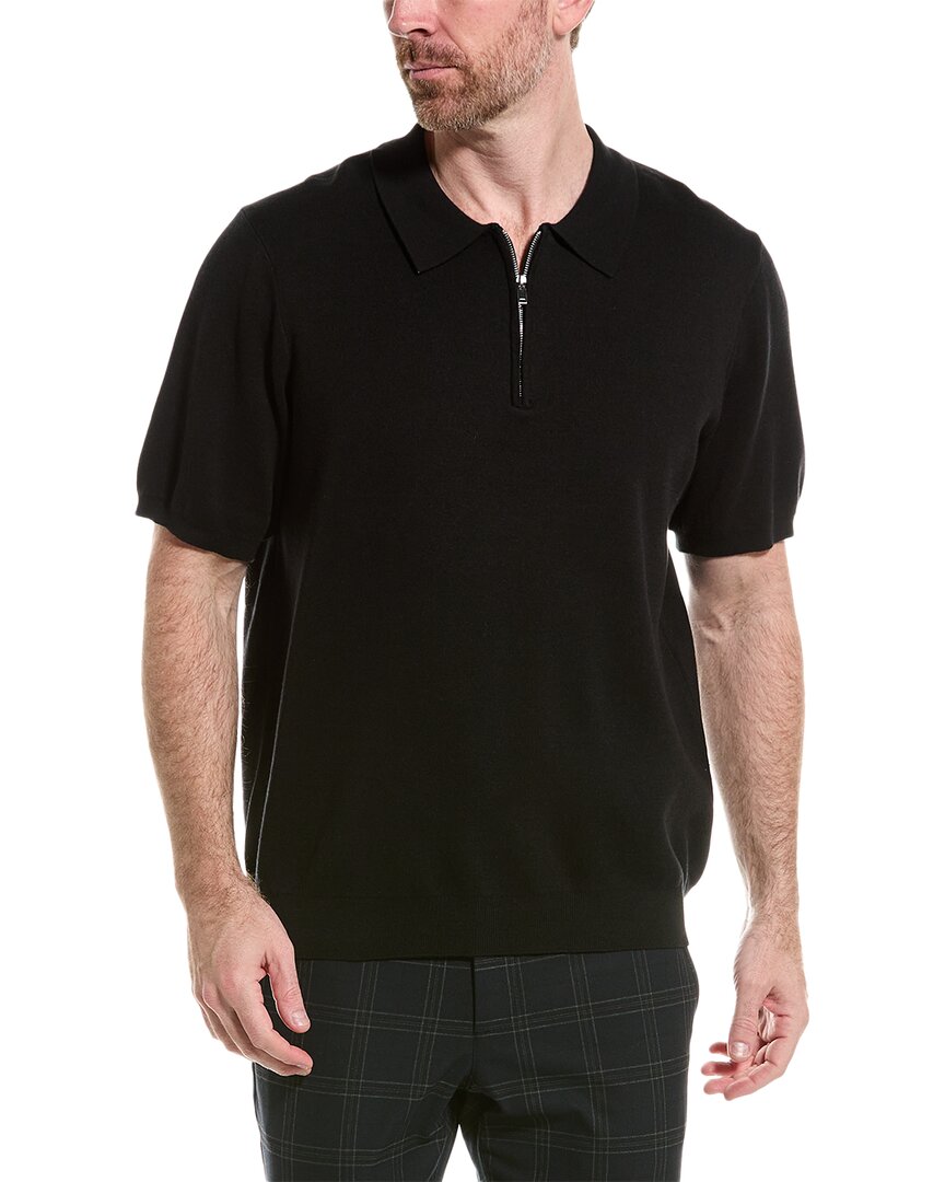Elie Tahari Quarter-zip Polo Shirt In Black