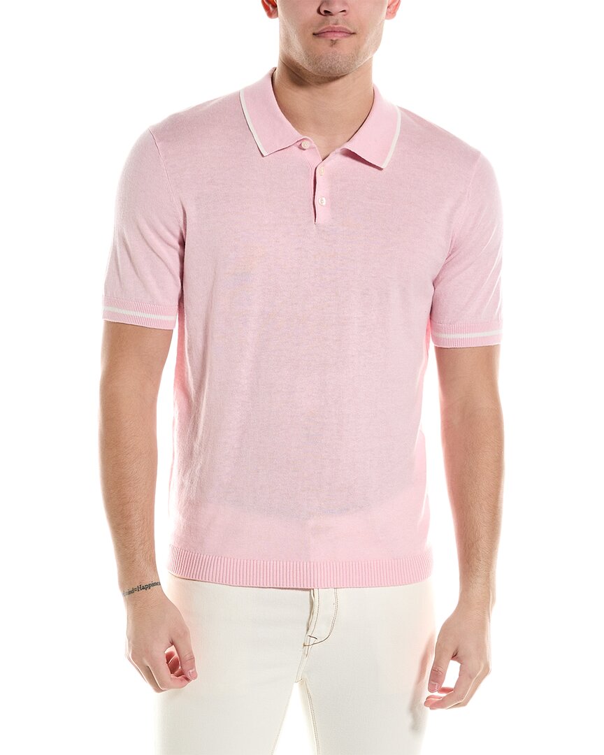 Shop Elie Tahari Button Silk-blend Polo Shirt In Pink