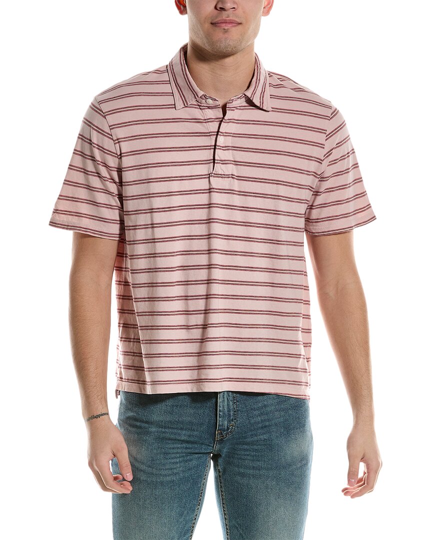 Shop Save Khaki United Stripe Polo Shirt In Pink